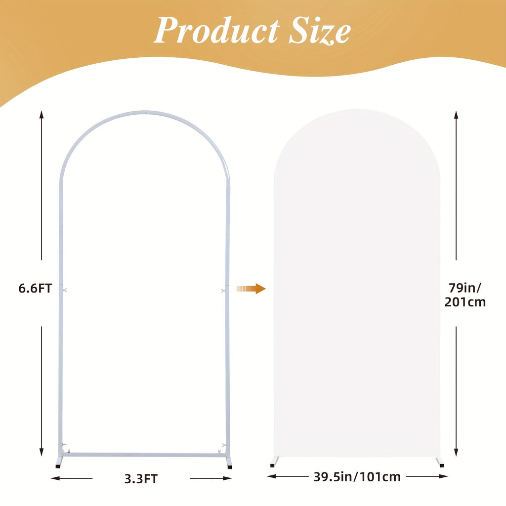 2pcs 6Ft X 6.6Ft Elegant Polyester Spandex Photography Backdrop, Stretchable And Wrinkle-Free, with Bottom Zipper Design for Arched Cover Photo Background Prop, Suitable for Parties, Wedding Ceremonies, Gender Reveals, Birthday Parties, Etc
