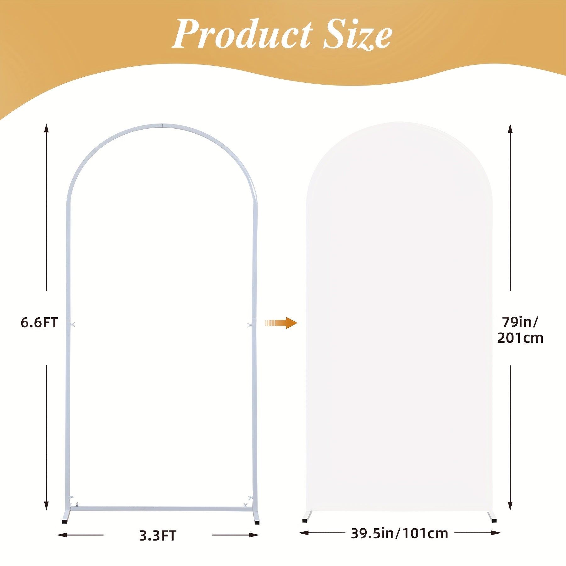2pcs 6Ft X 6.6Ft Elegant Polyester Spandex Photography Backdrop, Stretchable And Wrinkle-Free, with Bottom Zipper Design for Arched Cover Photo Background Prop, Suitable for Parties, Wedding Ceremonies, Gender Reveals, Birthday Parties, Etc