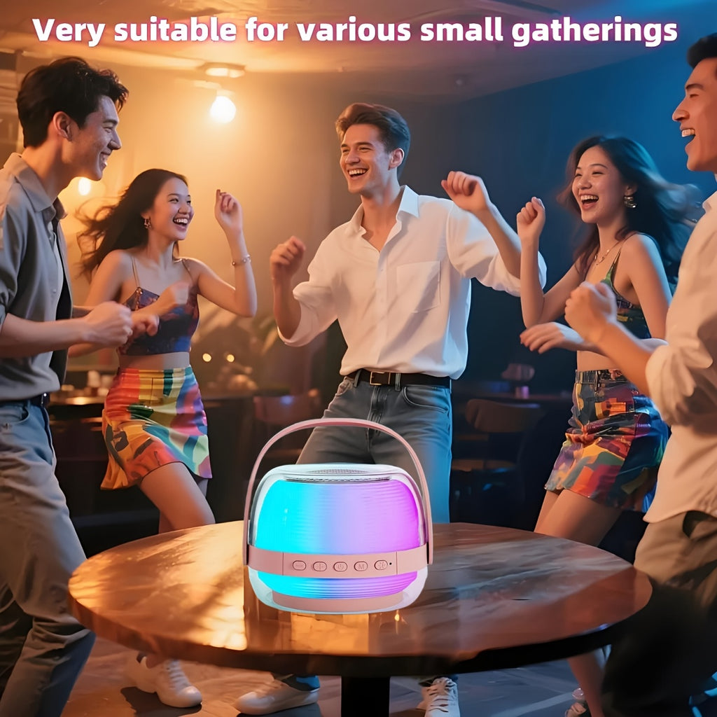 A Portable Karaoke Machine Comes with Two Wireless Microphones And a Three-Piece Speaker Set. The Wireless Speaker Is a Creative Gift for Adult Birthdays, Featuring Ambient Lighting And a Night Lamp. It Is Suitable for Bedroom Use