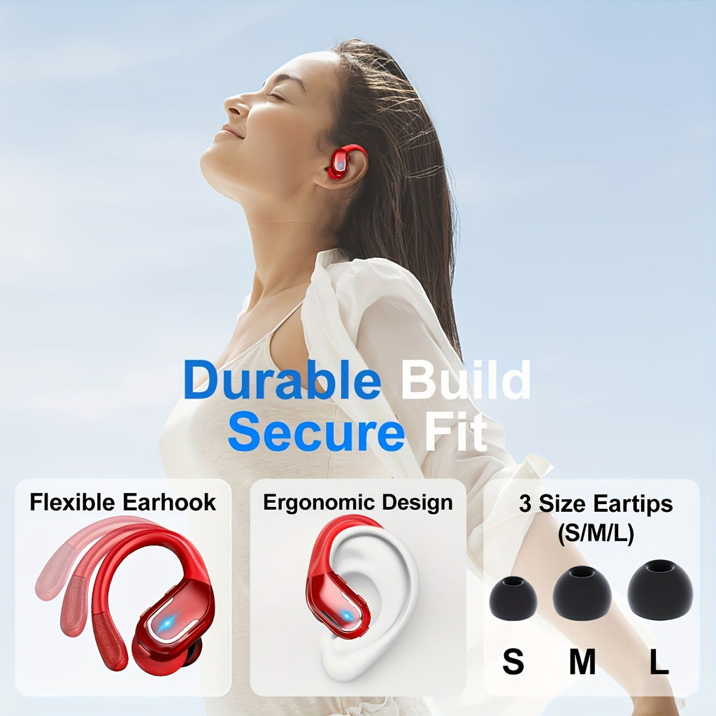 LIFEBEE New Wireless Earbuds For Running Sports, Wireless Earphones With Earhooks Pure Bass Sound, Over Ear Headphones With Dual-LED Display, Noise Cancelling Headset Built-in Microphone