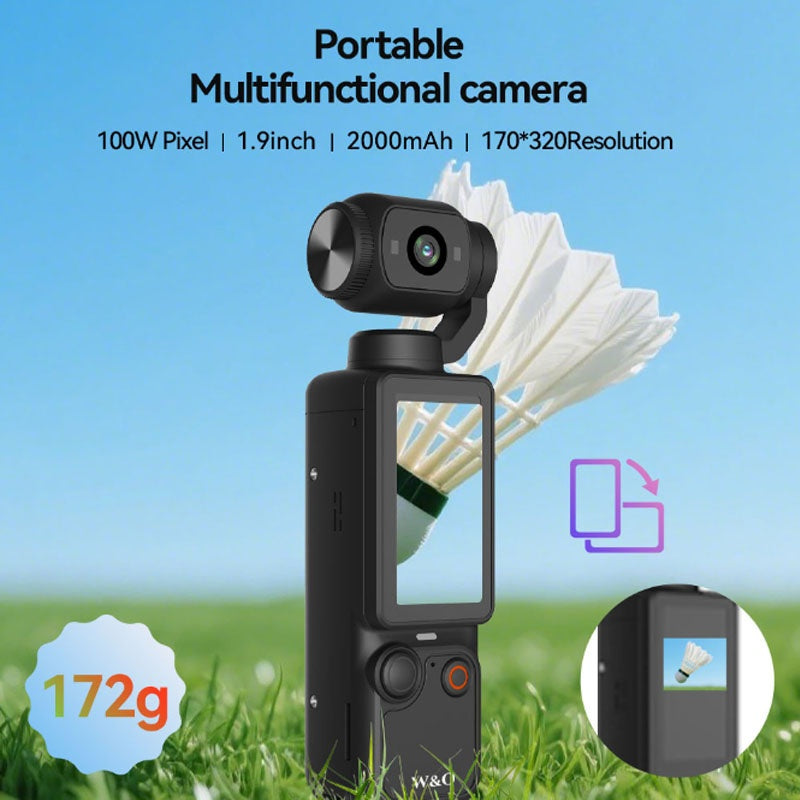 4K UHD Body Camera, with 32GB Card, Mini Video & Audio Pocket Cam, 1.9inch HD Camera, 2000mAh Long Battery Time, 16X Zoom, 180° Rotation for Outdoor Sport, Bike, Travel, Personal Civilians (Pocket Camera 2). Ideal Gift for Xmas