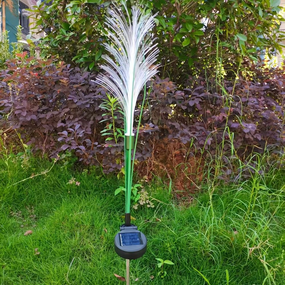 Solar-Powered Golden Grass Garden Lights - Energy-Efficient Outdoor Decor for Yards, Patios, And Balconies (1pc/2pcs), Solar Charged Nickel Battery, Plastic Fixture with Semi Flush Mount, Outdoor Lighting | Golden Grass Effect | Durable Outdoor Ligh