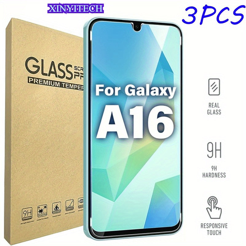3pcs for Galaxy A16 5G Tempered Glass Screen Protector, No Bubbles, HD Clear