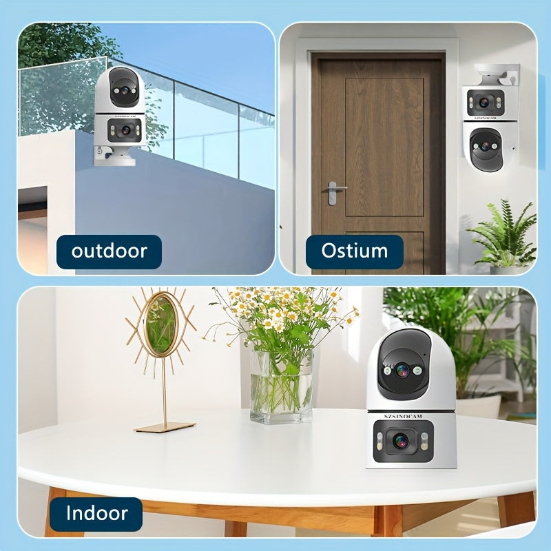 2.4G&5GHz Wireless WiFi, 4K Outdoor with Dual Lenses Security Camera, Rain-proofRotating, Night Vision, Dynamic Detection, Two-Way Call, Wifi Connectivity - Imagery & Christmas Halloween Decorations, Thanksgiving Day Gift, Cameras for Home Security.