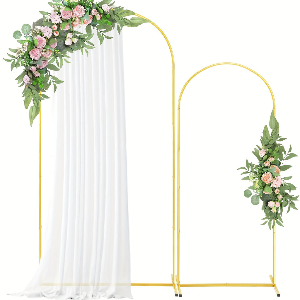 Arch Backdrop Stand, Set Of 2 Metal Arch Stand (7.2FT+6FT), Golden Wedding Arch Frame For Party, Baby Shower, Holiday, Ideal For Balloon Flower