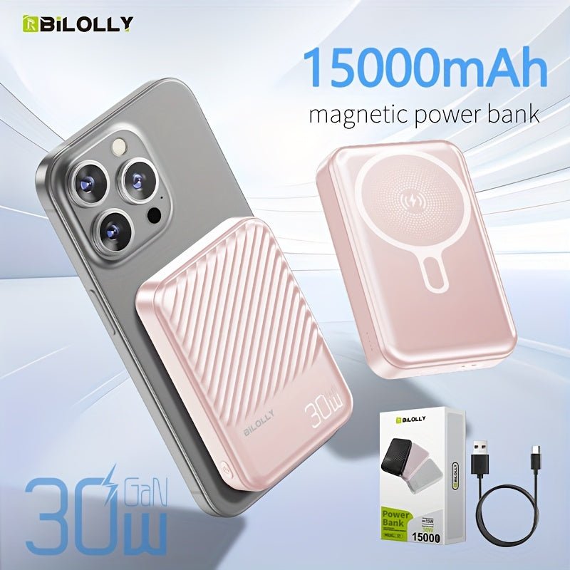 Magnetic Wireless Charging Power Bank, 6000/10000/150000mAh Battery Pack, 30W Fast Charging Power Bank, 15W Fast Wireless Charging, USB+C Port Dual Output External Battery Pack, for iPhone 17/16/15/14/13/12/11 Pro Max Air And Other Android Phones