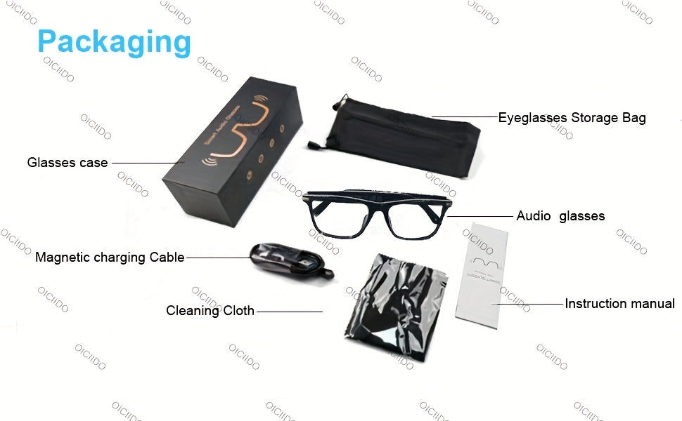 OICIIDO New AI Smart Glasses Support Real-time Translation for 160+ Languages And Video Translation. Equipped with Chat GPT System. Multifunctional Audio Glasses for Men And Women. Built-in Microphone And Speaker. HD Voice Calls And Hi-Fi Music