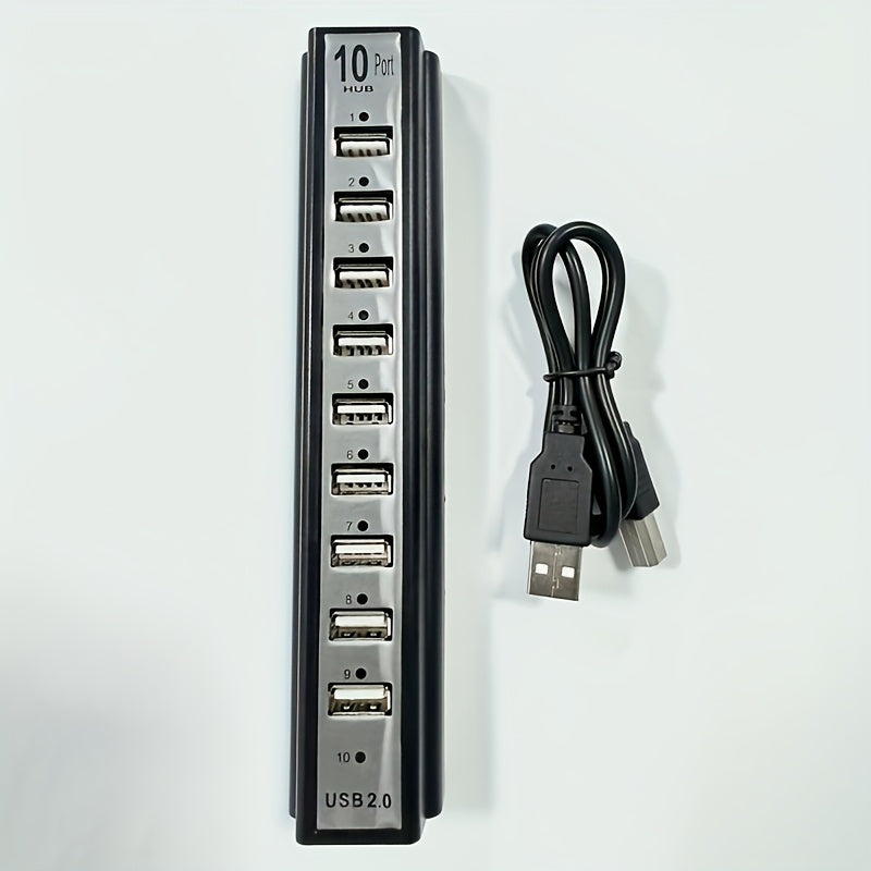 10-Port USB Hub Compatible for MacBook/PC/Laptop - High-Speed Charging & Data Transfer USB- Hub with 10-Device, Plug-and-Play Network Adapter (Compatible with USB Devices)