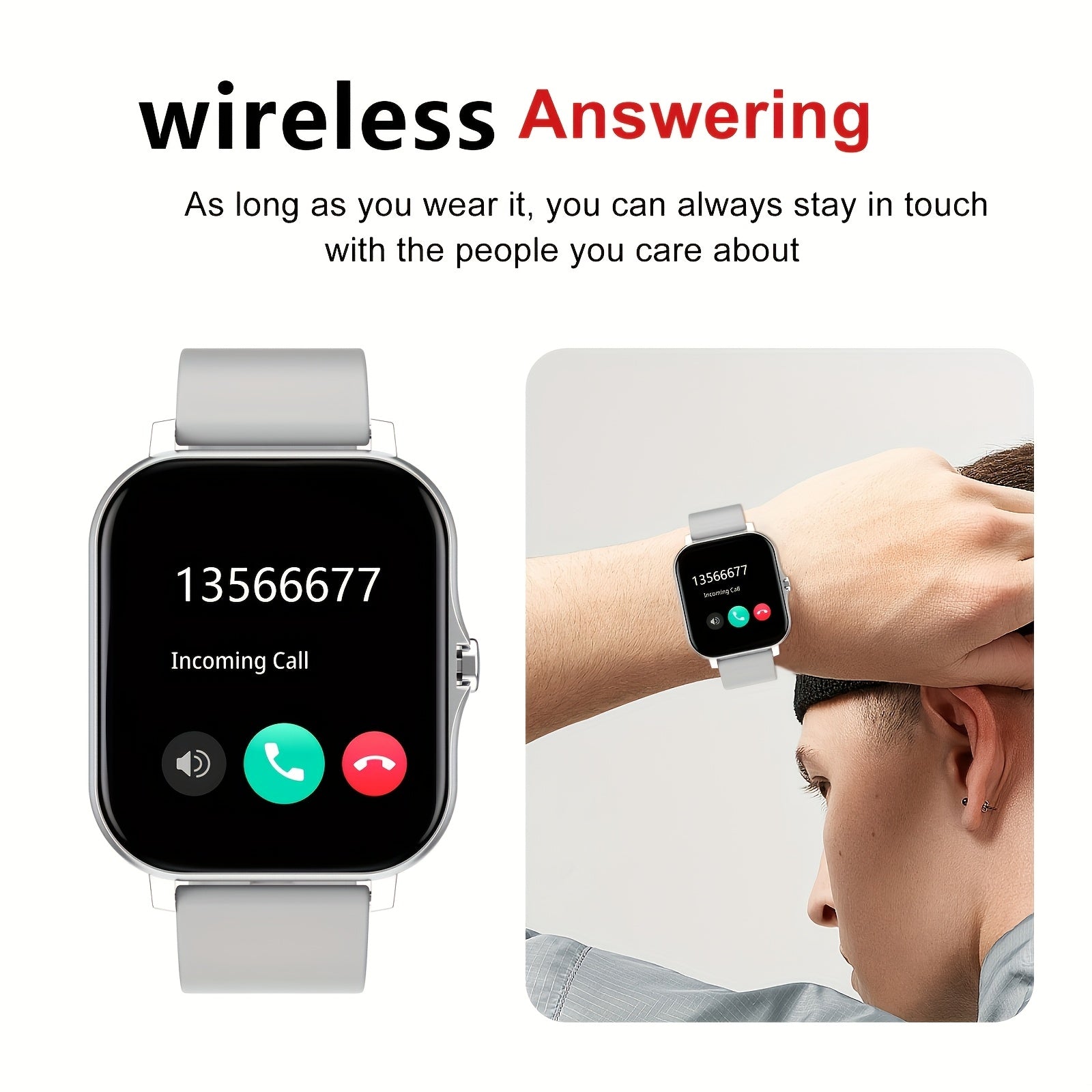 Brand New Large Screen Smart Watch, Compatible With IPhone/Android, HD Voice Call, Message Reminder, Multiple Sports Modes, Unisex, Suitable For Outdoor Sports, Daily Wear, Holiday Gifts, Valentine'S Day Gift