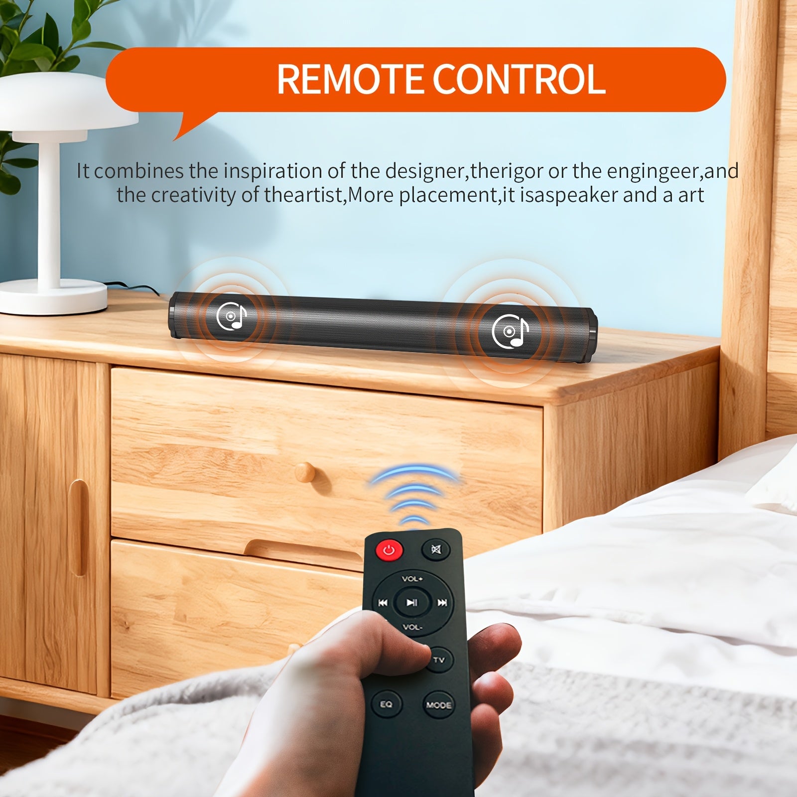 A 4D Echo Pearl Surround Sound Speaker System with Hi-Fi Subwoofer, Compatible with TVs and Computers. Features Infrared Remote Control with Both Wired and Wireless Functionality. A Portable Wireless Soundbar, Suitable for Laptops and Home Theater