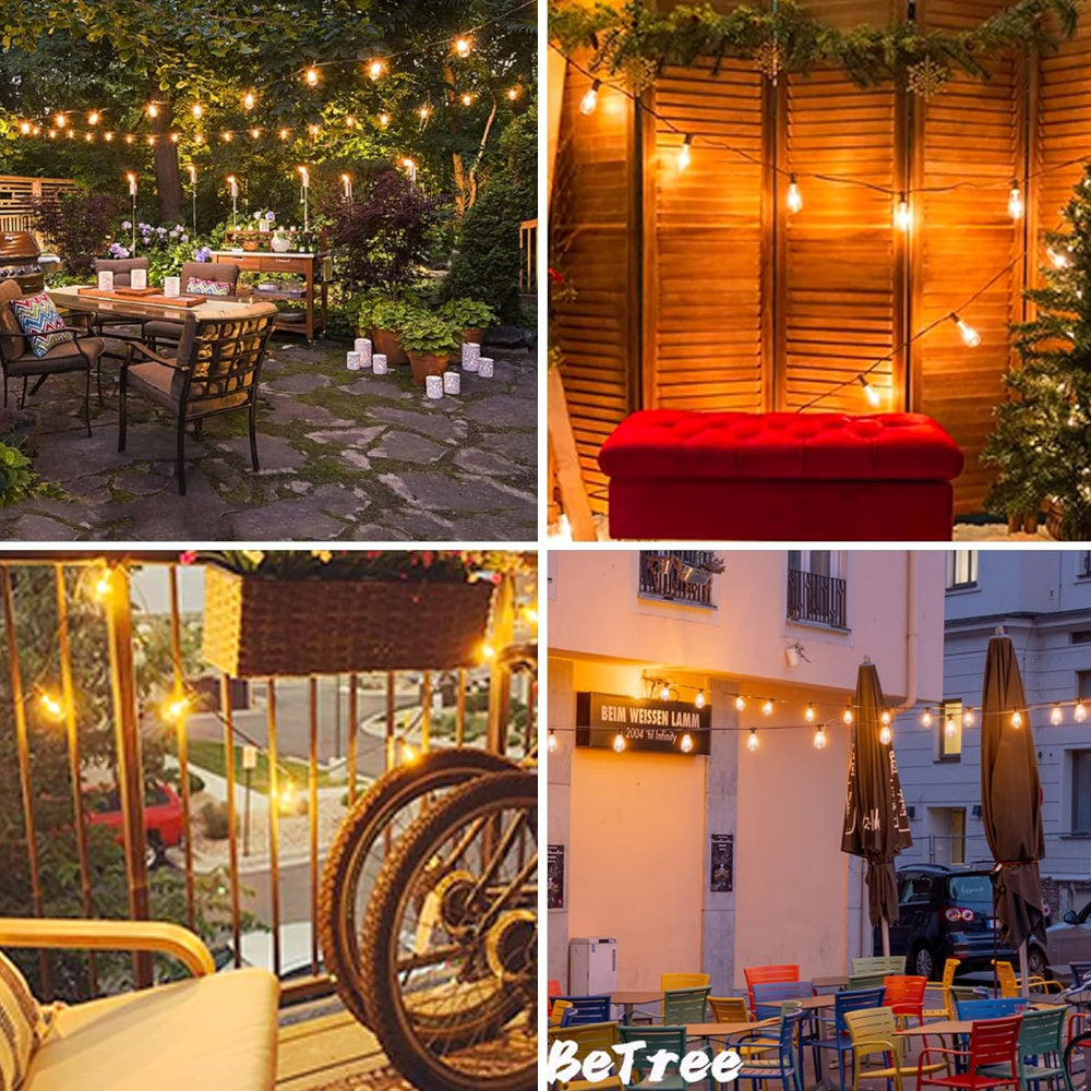 50/ 100ft String Lights, Patio Lights with Shatterproof ST38 Edison Bulbs, 2700k Dimmable Connectable Lights String, Outside Hanging String with Hooks for Party Xmas Bistro