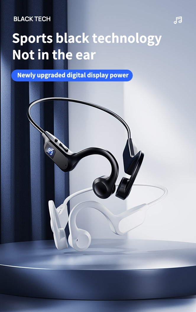 Menzluio Open Sports Headphones with Microphone, Sports Headphones with A Long Battery Life Of 15 Hours True Wireless Headphones, Suitable for Running, Exercising, Cycling