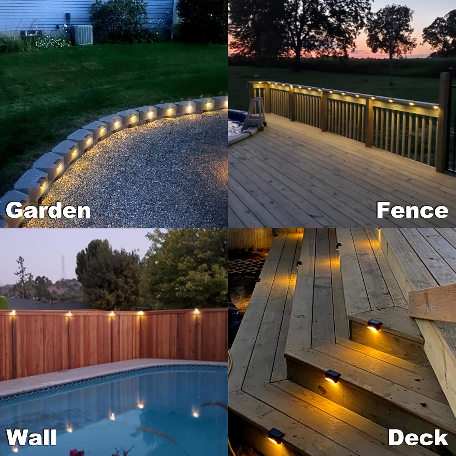 Solar Outdoor Lights - 30/20pcs Solar Deck Lights, Solar Power Step Lights, IP44 LED Lights Warm White, for Home Garden Decoration, Solar Decorative Stair Lights for Outdoor Landscape Lighting, Fences, Patio, Courtyards, Terraces, Paths.