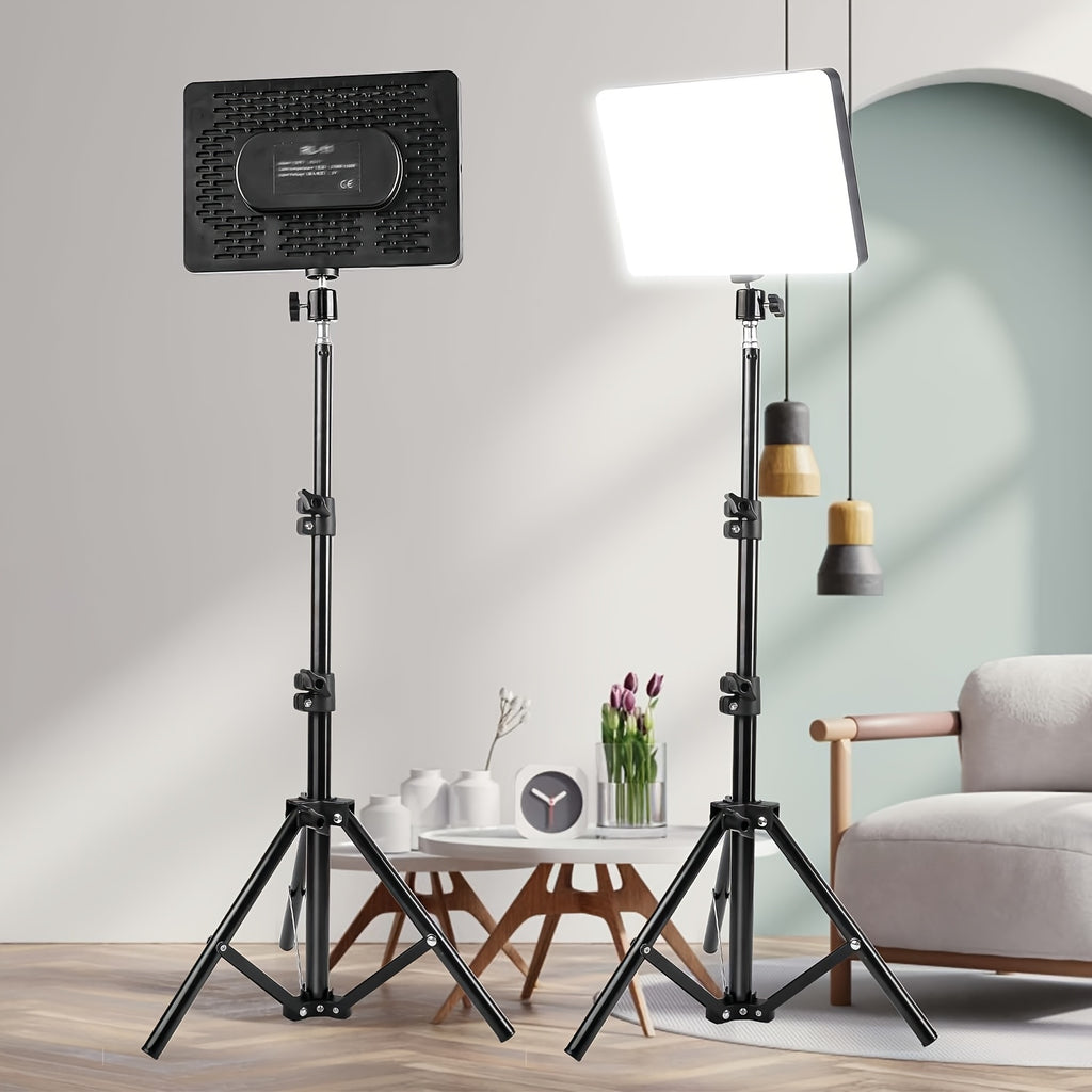 ZOMEI 43.3" LED Square Light Kit, Video Photography Lighting Kit, Adjustable Light Dimmable Studio Light with Tripod Stand & Phone Holder, LED Light for Video Recording, Game Streaming