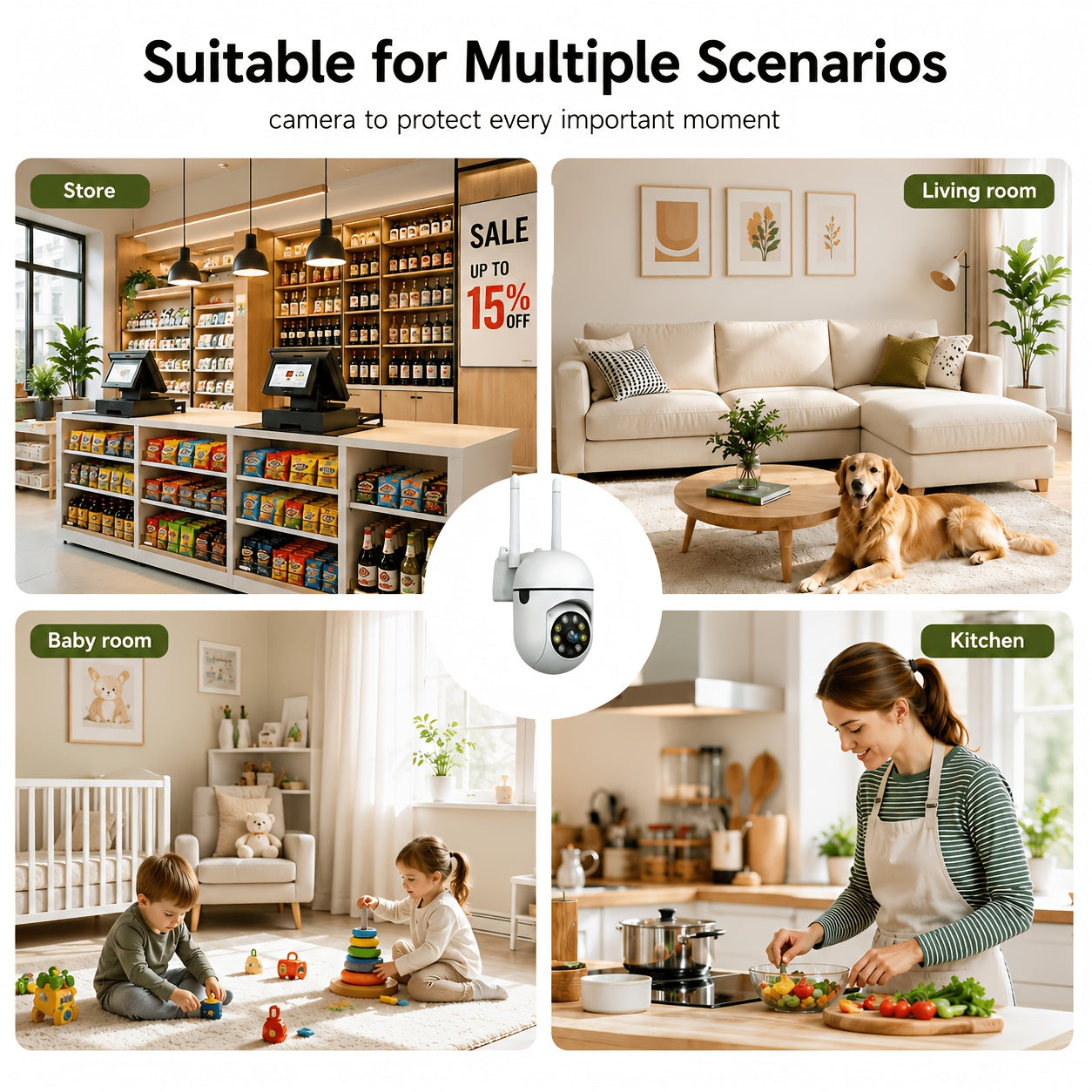 4Pcs 5G Wireless Wi-Fi Security Cameras For Indoor/Pet/Family Use, Ai Functions And 360°Pan/Tilt/Zoom, Color Night Vision, Motion Detection & Tracking, Two-Way Audio & Visual Alerts, Wall-Mounted, Support Cloud & Sd Card Storage, Plug-In Powered