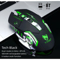 RGB Wireless Gaming Mouse - T-WOLF Rechargeable BT5.0 + 2.4G Dual-Mode Mouse, Silent 6-Button Full-Size Ergonomic Comfort for Extended Work & Gaming, Computer & Gaming Accessories, Cool RGB Desk Setup, Back to School Gift