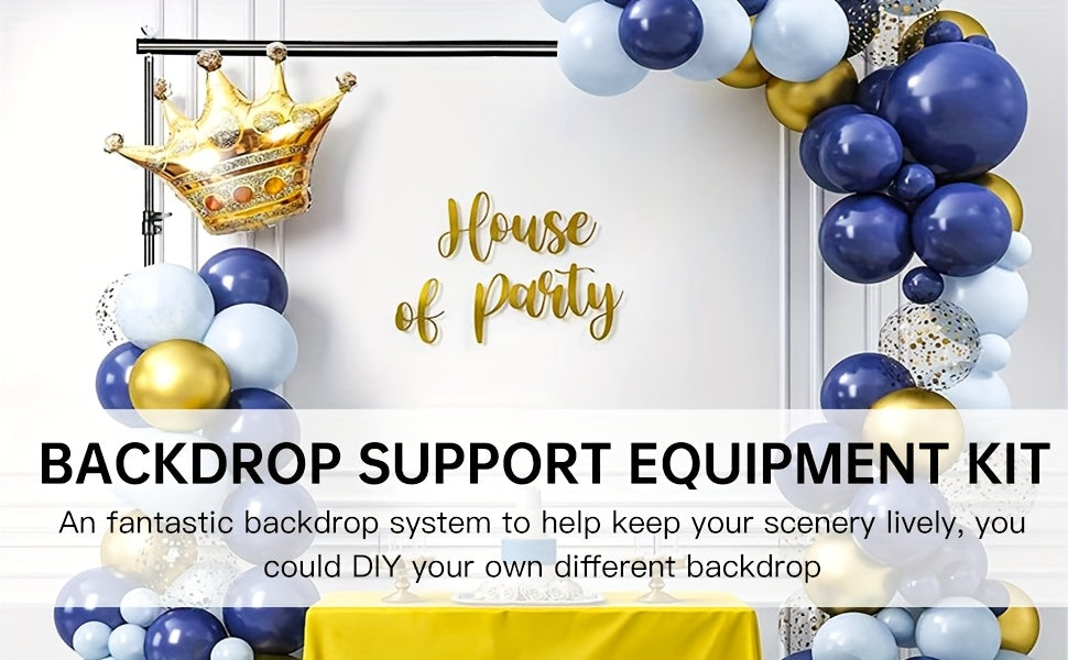 10X10ft/ 6.5X6.5ft Multi-size Adjustable Heavy Duty Backdrop Stand Kit - Sturdy Structure, Quick Setup for Weddings, Parties & Photo Studio