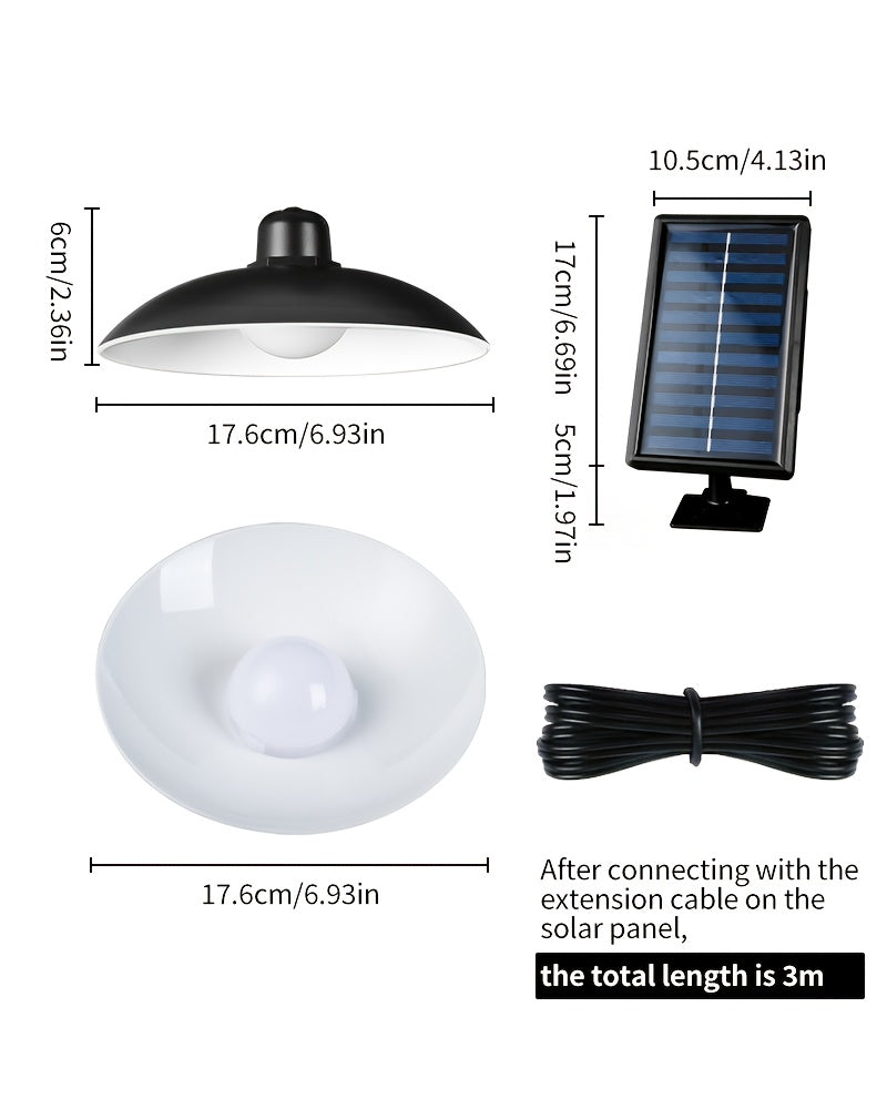 1 Pack Solar Pendant Light, Indoor Outdoor Solar Powered Lighting Fixture, Adjustable Brightness, 3 Brightness Modes, Rechargeable Solar Battery, 3200 Mah Large Capacity Battery, Remote Control, 2 Solar LED Bulbs, Warm Light And White Light Styles