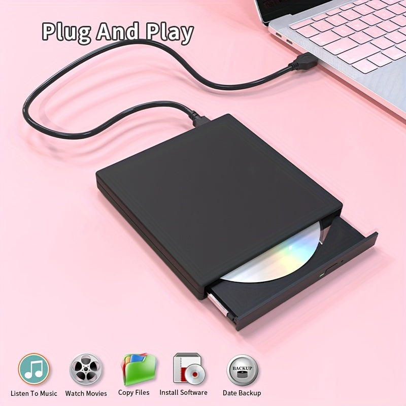 External DVD CD/DVD-ROM CD-RW Player Portable External CD-RW Drive DVD-RW Burner Recorder Player for Laptop Desktop Computer with Storage Bag