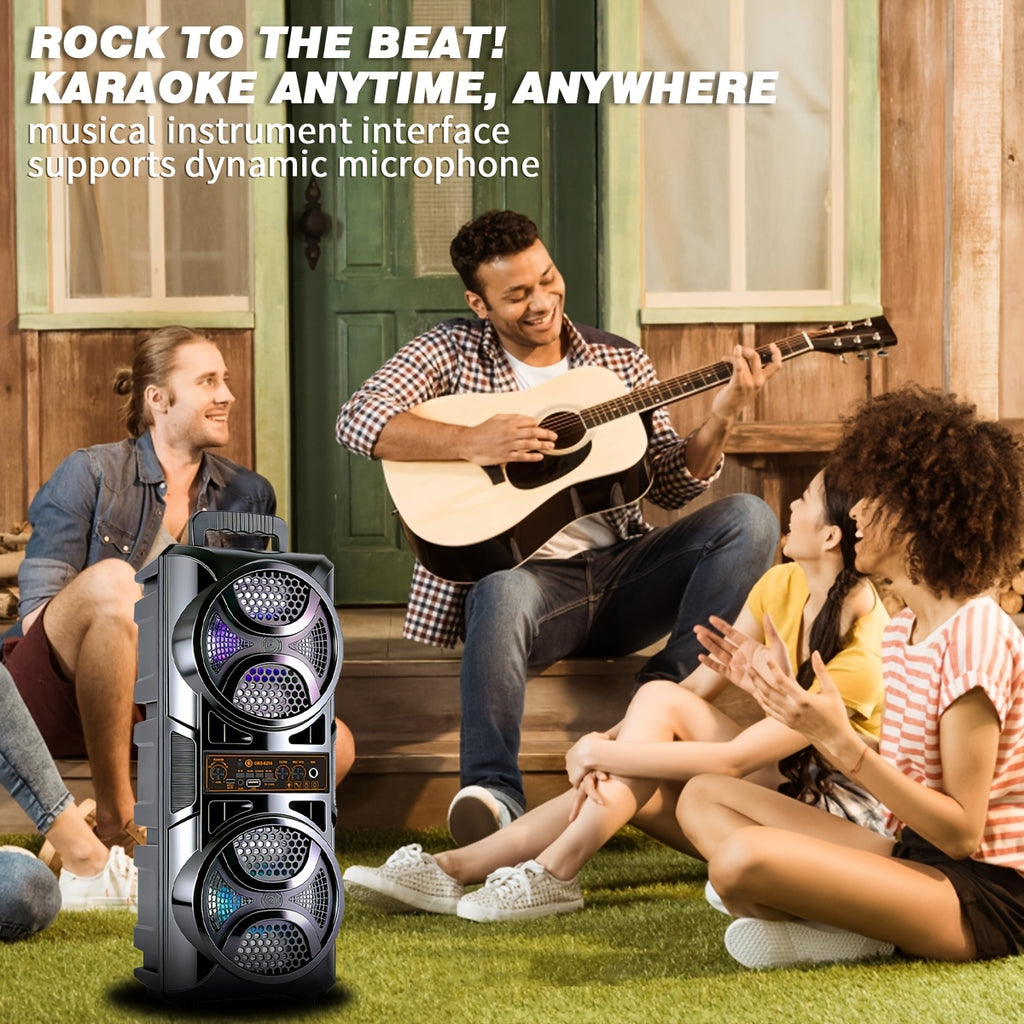 1200W Polk-Level Sound Portable PA Bluetooth Speaker with LED Lights, Wired Microphone Included, Rechargeable Wireless Speaker, Support AUX, USB, FM for Party, Outdoor & Holiday Gift