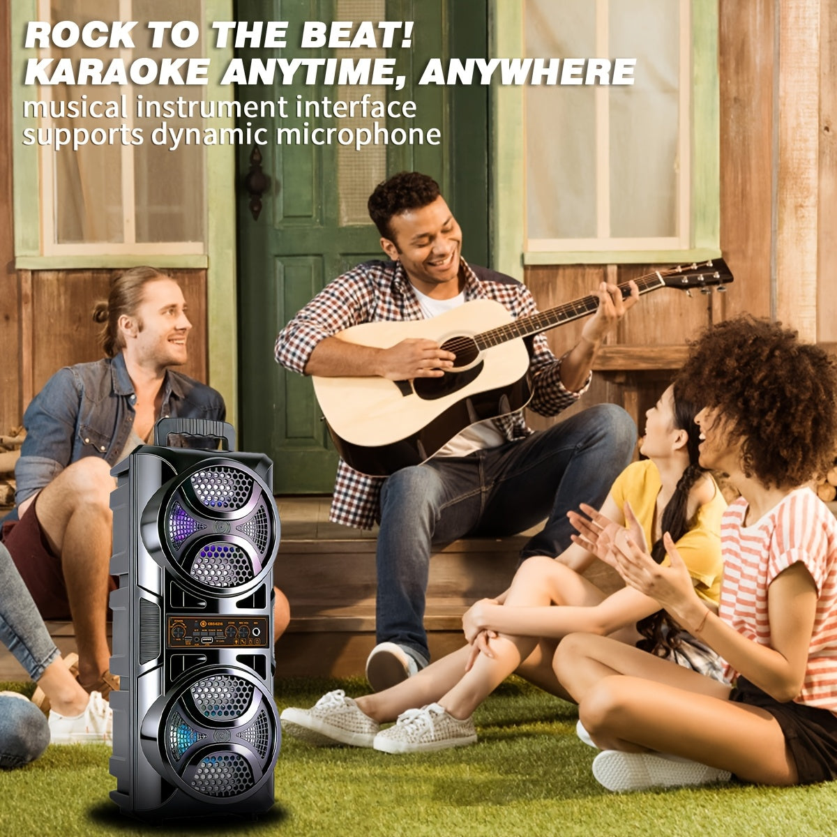 1200W Polk-Level Sound Portable PA Bluetooth Speaker with LED Lights, Wired Microphone Included, Rechargeable Wireless Speaker, Support AUX, USB, FM for Party, Outdoor & Holiday Gift