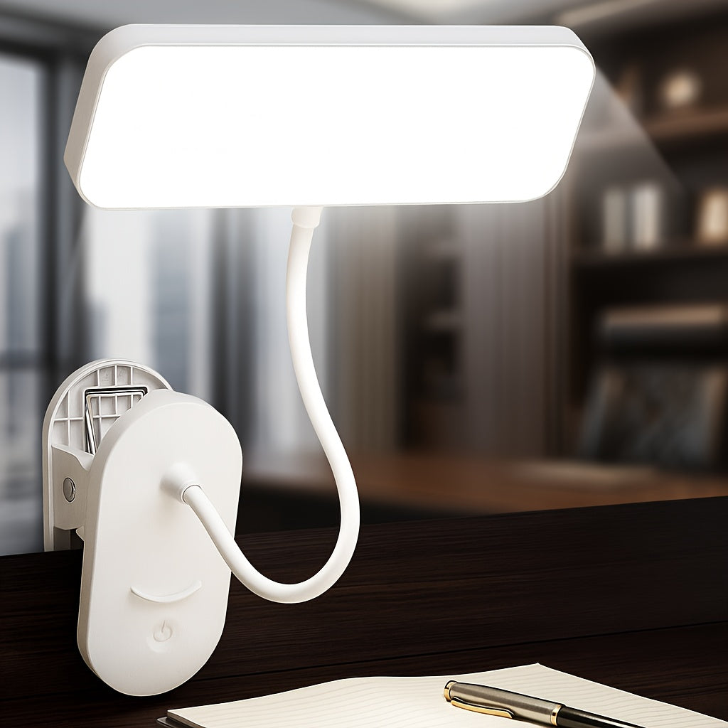 Flexible Gooseneck Desk Lamp with 3 Lighting Modes and 3 Brightness Levels. The Lamp Head Can Be Rotated 360°. LED Study Desk Lamp Is Dimmable. Office, Study and Reading Desk Lamp.