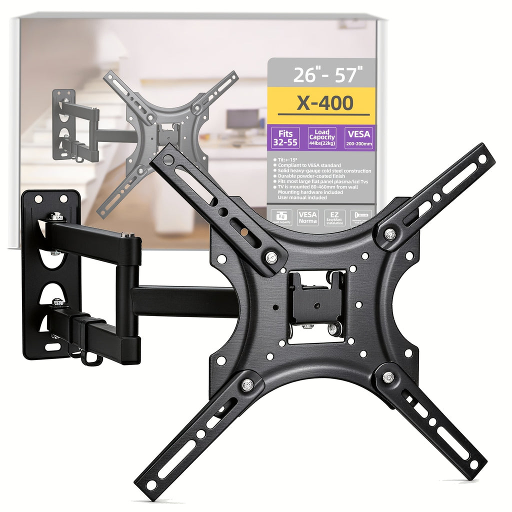 LOVFEN Full Motion Articulating TV Wall Mount, with Swivel And Tilt, for 26" to 57" TVs And Flat Panels Up to 66 Lbs, VESA Compatible, Black