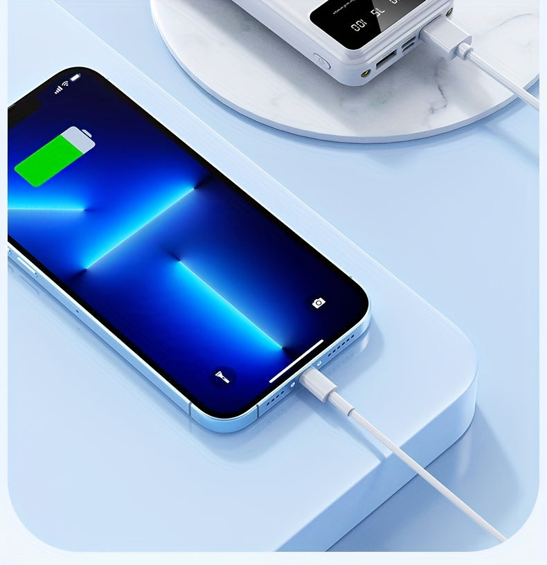A Portable Power Bank with a Capacity of 50000Mah, Suitable for Charging Mobile Phones And Android Devices, Featuring an LED Display for Power Output And a Flashlight, Ideal for Outdoor Travel As an Emergency Power Source, Backup Battery Pack