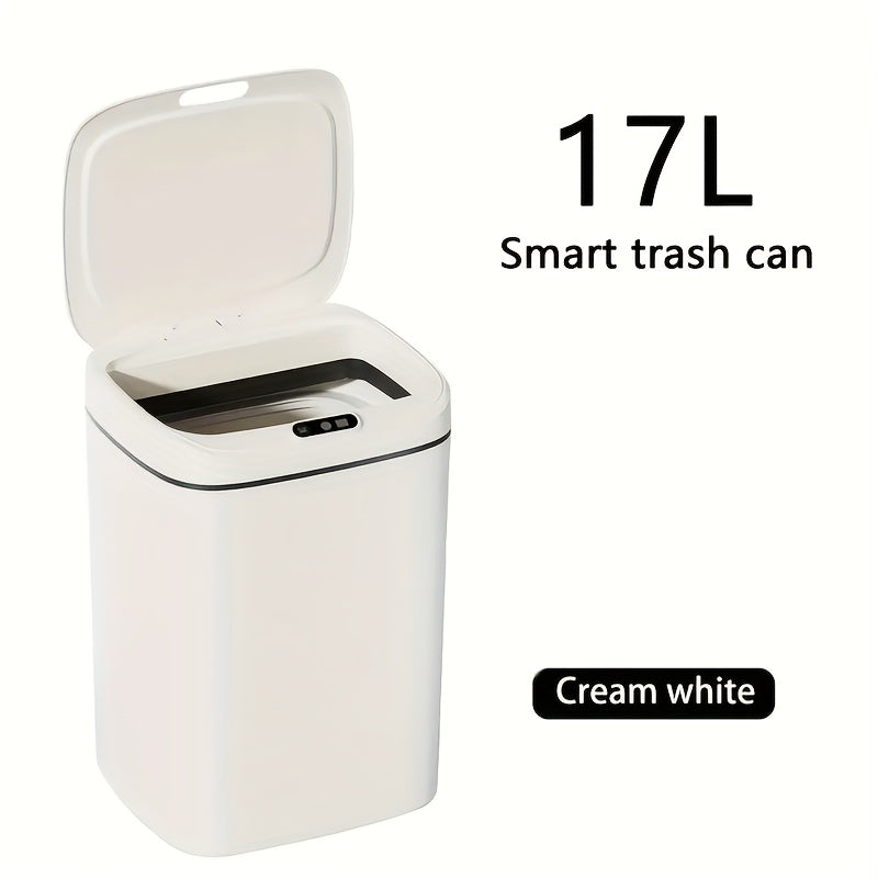 [Touchless Trash Bin] Automatic Sensor Trash Can | Hands-Free Touchless Operation, Modern White - for Home, Office, Hotel, Bathroom, Kitchen - No Batteries Included - Ideal for Small Spaces & Car