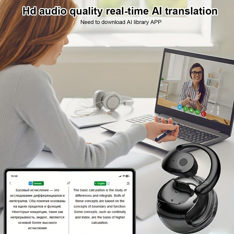 Ai-Powered Real-Time Translation Earbuds, Two-Way Interpreter for 144 Languages, Rechargeable Via USB Or Battery, Ideal for Travel, Business, Shopping, Learning, Carrying Pouch Included