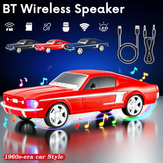 Retro Classic Car Model Style Speaker - Portable Speaker with Deep Bass, Colorful LED Lights, 393.7inch Range BT Wireless, USB Rechargeable 3H Playtime for Home Decor/Gifts/Party