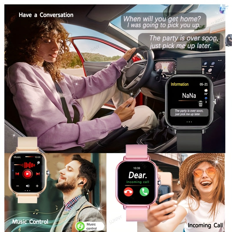New Smartwatch -1.83in Full Touchscreen Smartwatch - Comes with A Free Strap, Android And iPhone Phone Answering, Message Notifications, Step And Calorie Tracking, Multiple Exercise Modes, Pedometer, Weather Reminder, Suitable for Both Men And Women