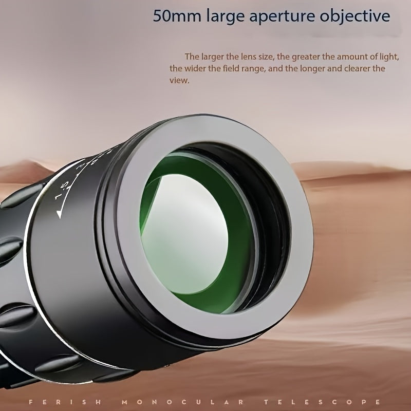 New 10 X 50 Portable High Magnification Monocular Telescope, HD Eyepiece, Manual Focus, Suitable for Adults, Ideal for Outdoor Viewing, Hiking, Camping, Wildlife Observation, And Hunting. "Christmas Stocking Stuffers"