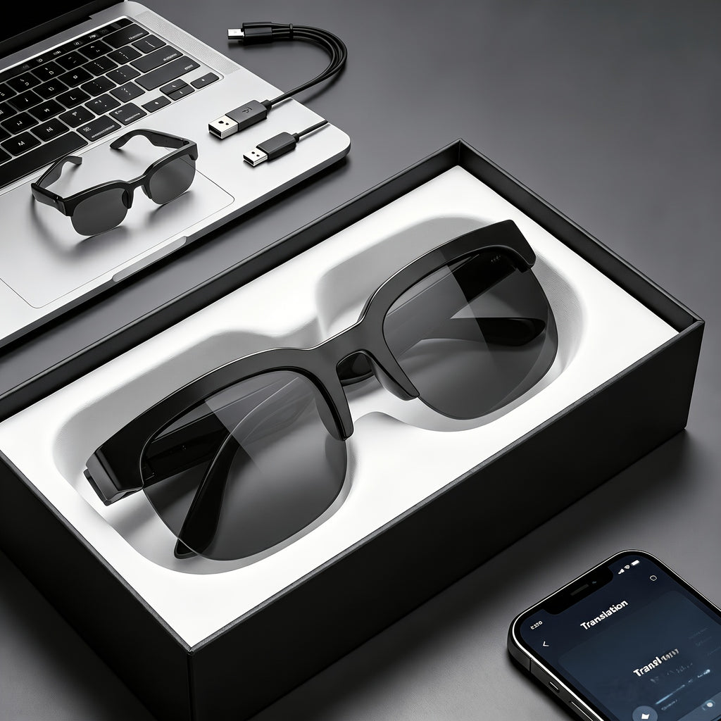 2026 New AI Smart Glasses, Multifunctional Cutting-Edge Technology for Real-Time Translation, Recognizes 160 Languages, Supports Real-Time Translation And Meeting Minutes Summarization, Suitable for Various Occasions, Suitable for Both Men And Women