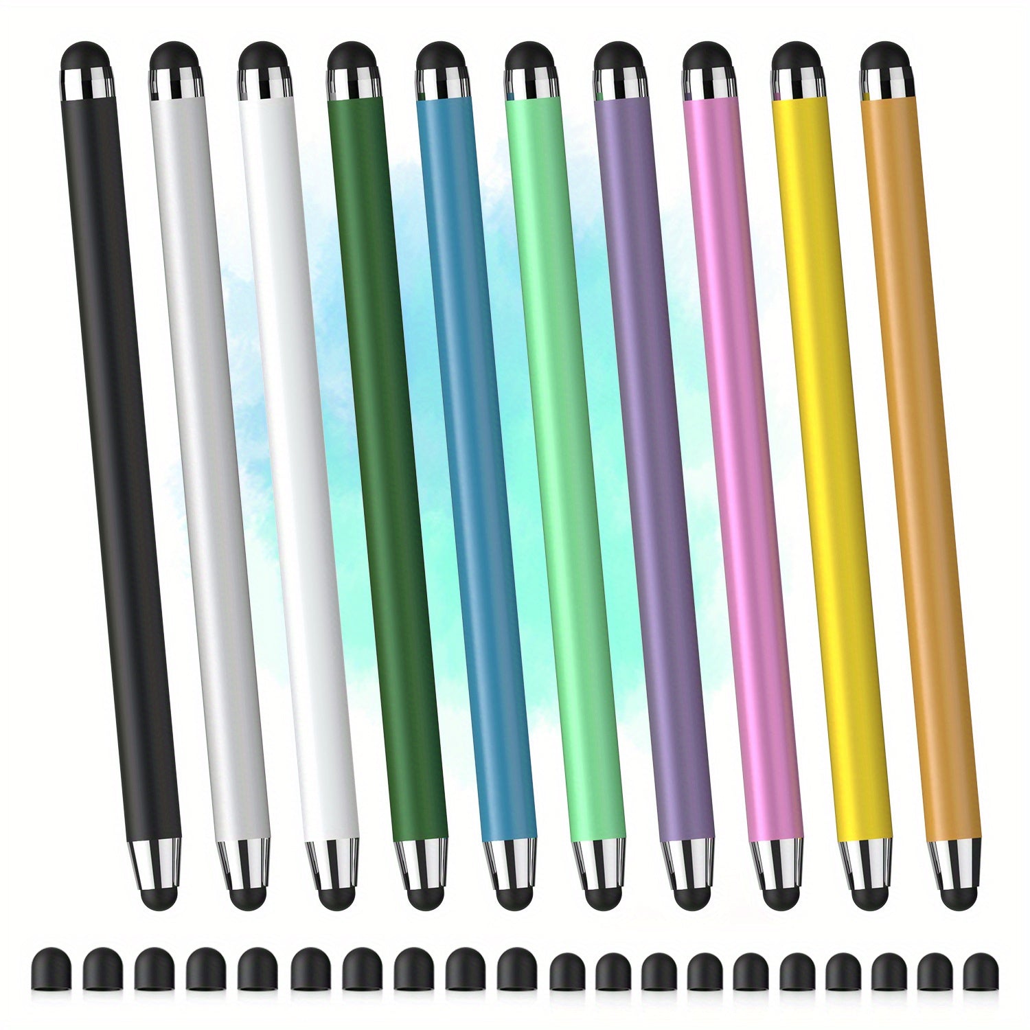 [Universal Stylus Pen] 10pcs 2-in-1 Universal Stylus Pen | for iPad, iPhone, Android, Samsung Galaxy, Tablets, Laptops, Chromebooks - Includes 10 Styluses & 20 Tips, All Touch Screens, Students, Back-to-School Gift