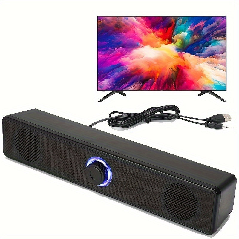 4D Audio Effect Anti-magnetic Interference, USB-powered Wired Desktop Speaker with 3.5mm Plug And Independent Volume Control, Stereo Audio Output, Suitable for Computers And Laptops.