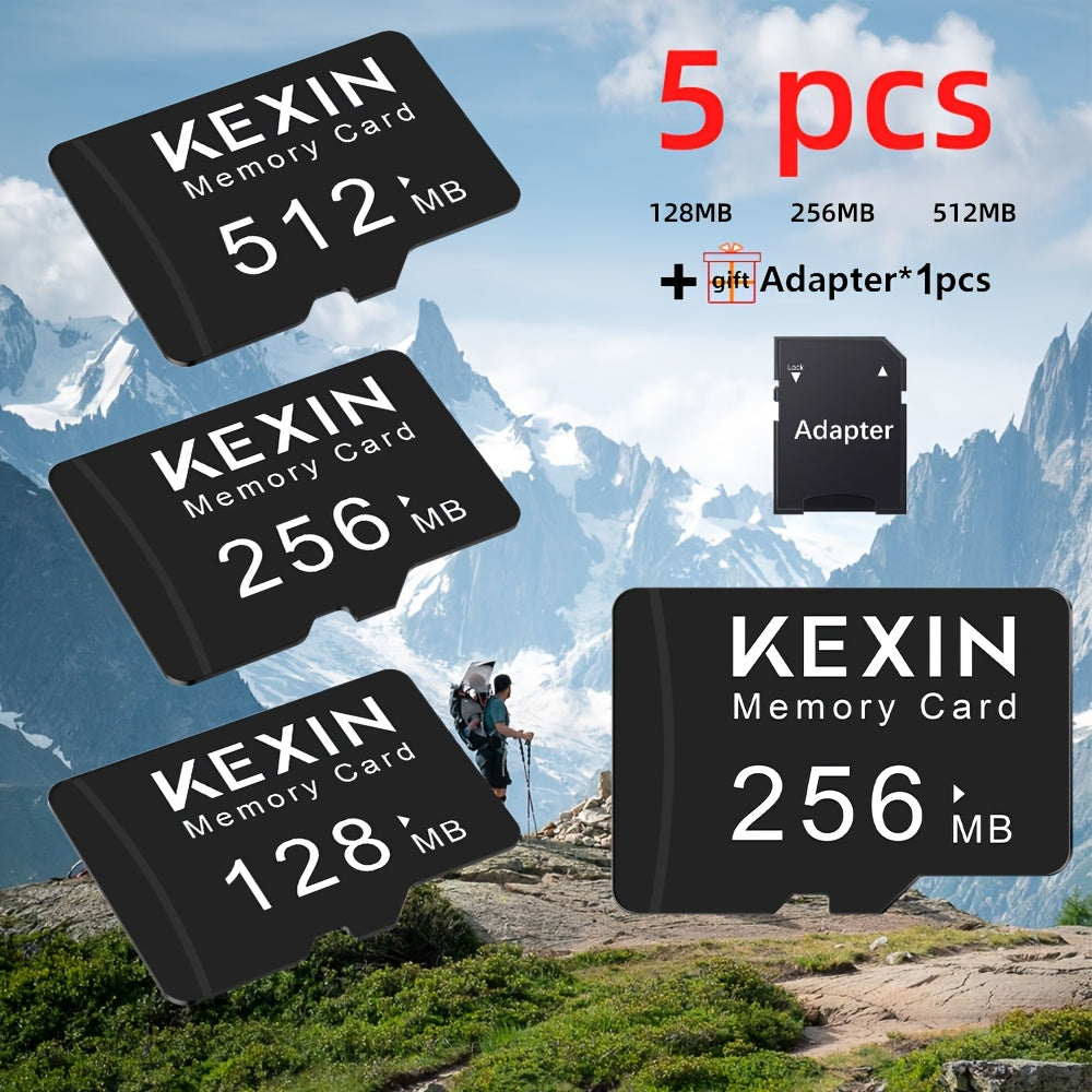 KEXIN 5pcs High-Speed Memory TF Card, - 512MB/256MB/128MB TF Memory Cards for Smartphone, Tablet, Camera, PC, Car Audio, Game Console - Durable & Reliable Multi-Device Storage