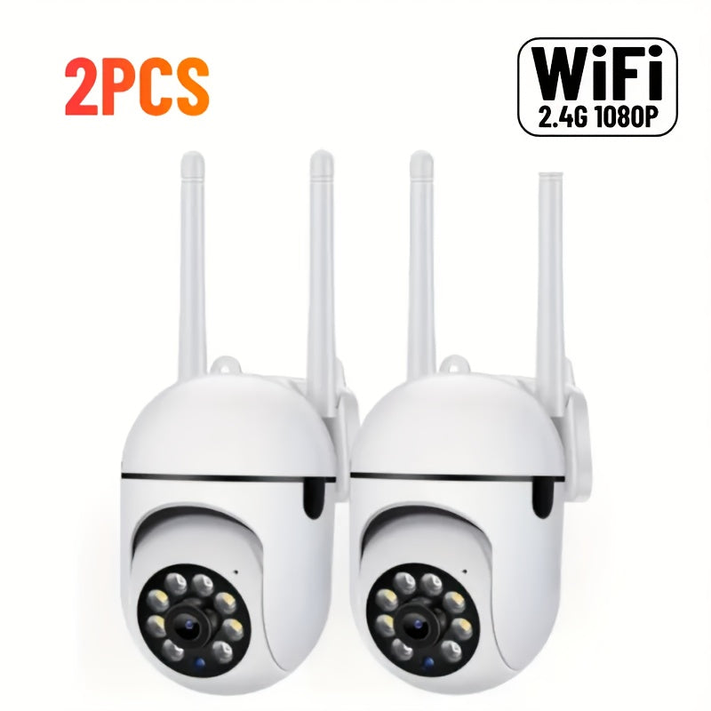 2pcs Dual-Band 2.4/5G WiFi Security Wireless Camera, 355° Pan, AI Motion Detection, Two-Way Audio, Color Night Vision, Cloud & SD Storage, Baby Monitor, Perfect Festival Gifts