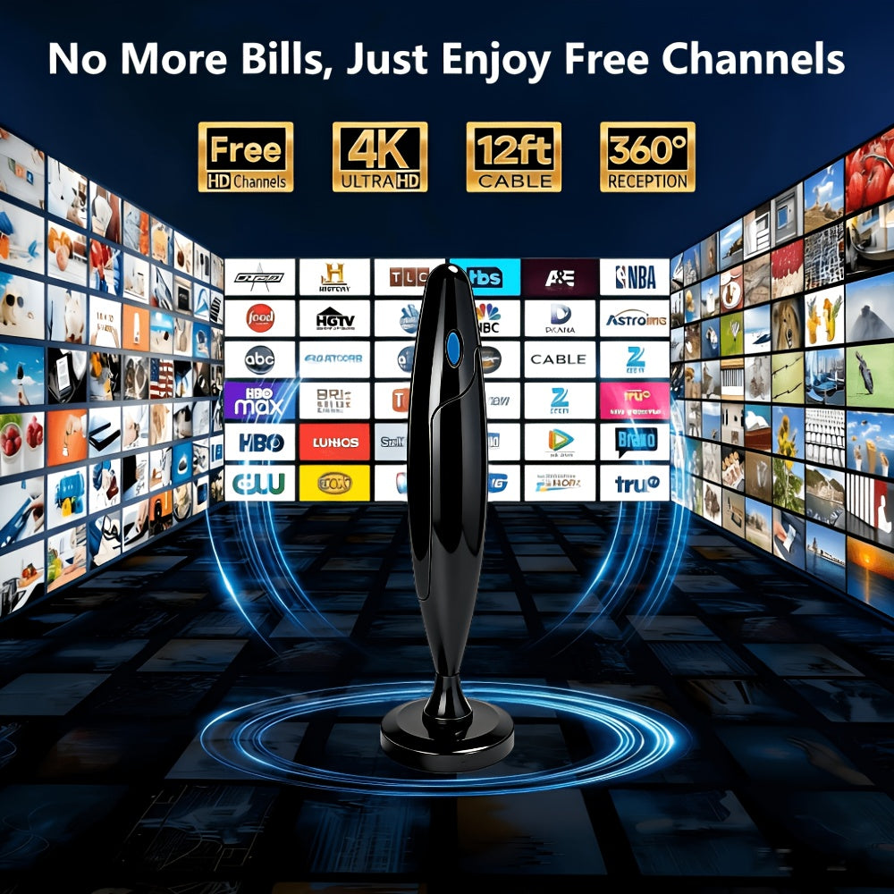 2026 Upgraded AI Smart TV Antenna Compatible for Indoor Use with Amplifiers Signal Boosters Supports 4K/1080P HD Digital Tuners Acts As A Signal Range Extender for Smart TVs The Amplifier Operates Under 36V Ideal for Home Theater And Streaming Device