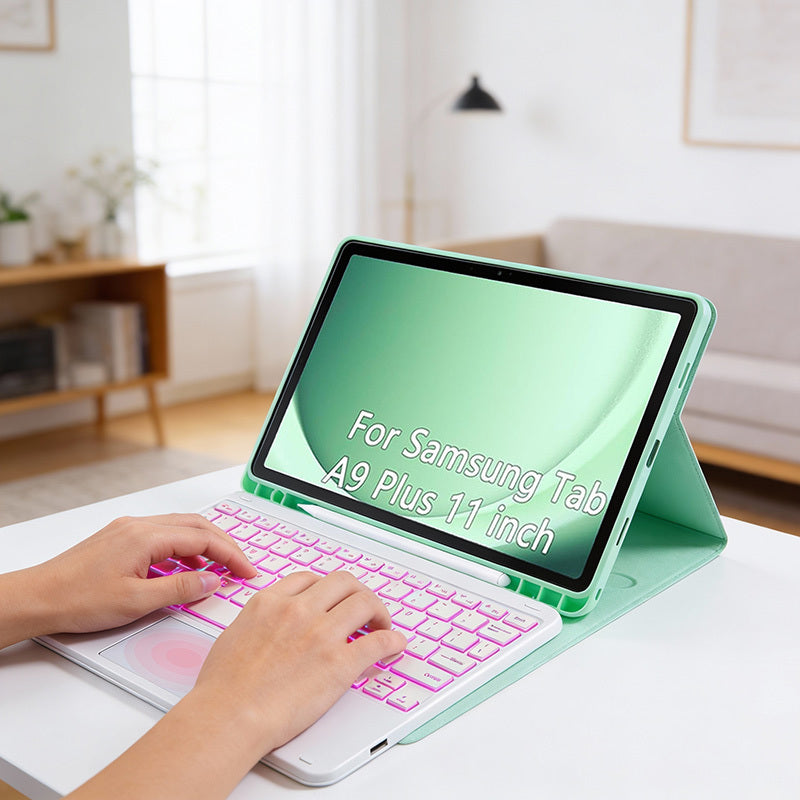 Compatible for Samsung for Samsung Galaxy Tab A9 Plus 11 Inch (SM-X210/X215/X216/X218) Tablet Case with Detachable USB-C Keyboard - Magnetic Cover, Pen Slot, External Input, Compatible for iPad Air & MacOS Accessory