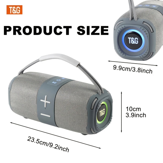 TG668 IPX4 High Quality Outdoor High Power Portable Speaker, Wireless Compatible Music Player with Color LED Breathing Light, Support USB/TF/FM/TWS Stereo Support, Can Connect to Mobile Phone/Tablet/TV, with Charging Cable And Auxiliary Cable, Holiday Gif