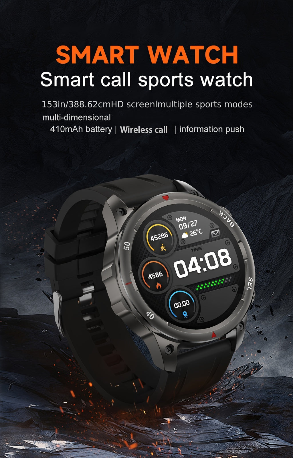 2024 New GPS Motion Trajectory Smart Watch for Men LED Lighting 360*360 HD Screen AI Voice Wireless Call NFC Smartwatch, Compass Sport Fitness Tracker Watches Outdoor Sports Smart Watch for Men Father's Day Gift