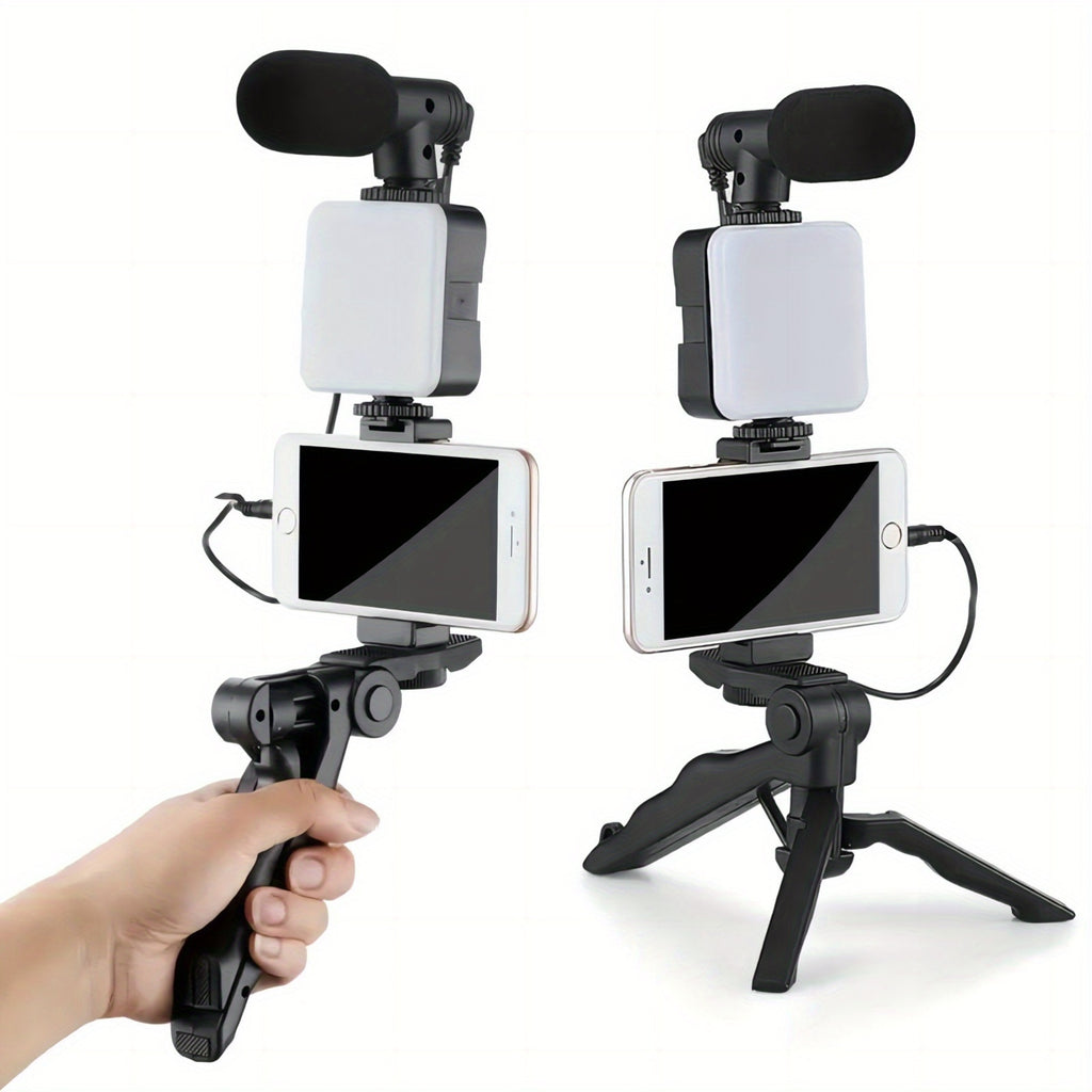 Podcast And Video Blogging Kit - Record Your Own Podcasts And Video Blogs Like Your Favorite Influencers! Folding Tripod, LED Lights And Microphone