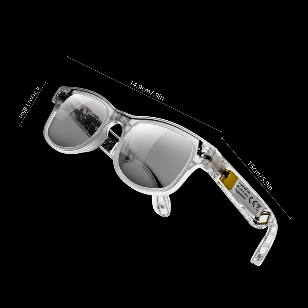 [1080P] KLZO's Latest 8-Megapixel Dual Camera Smart Glasses, Intelligent AI Glasses, Automatic Color Change, 1080P High-Definition Camera, 290mAh Long Battery Life, Dual Microphone High-Definition Calling, Air Conduction 360° 3 Surround Sound