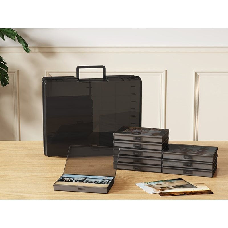 Photo Storage Box 4x6 Photo Case, 14 Inner Photo Keeper, Clear Photo Boxes Storage with 1 Sheet Label Sticker, Plastic Craft Storage Box with lids for Cards Pictures Stamps Office Supplies