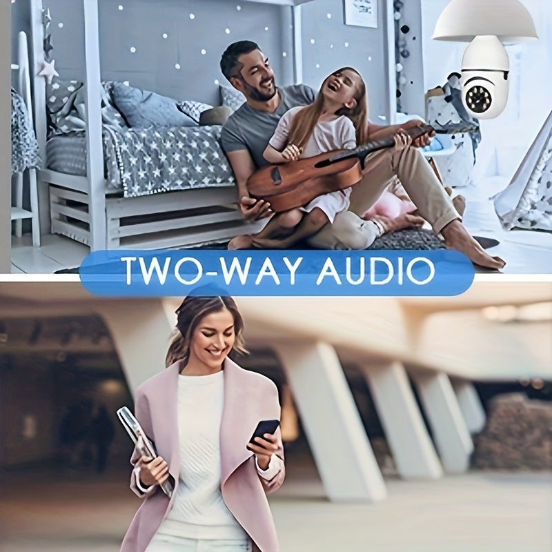 2pcs 4MP Light Bulb Security Cameras, IP54 Protection Rating, Full-Color Night Vision, Motion Detection, Two-Way Audio, E27 Thread WiFi Camera, Wide-Angle Lens, Real-Time Video Streaming And Remote Monitoring,