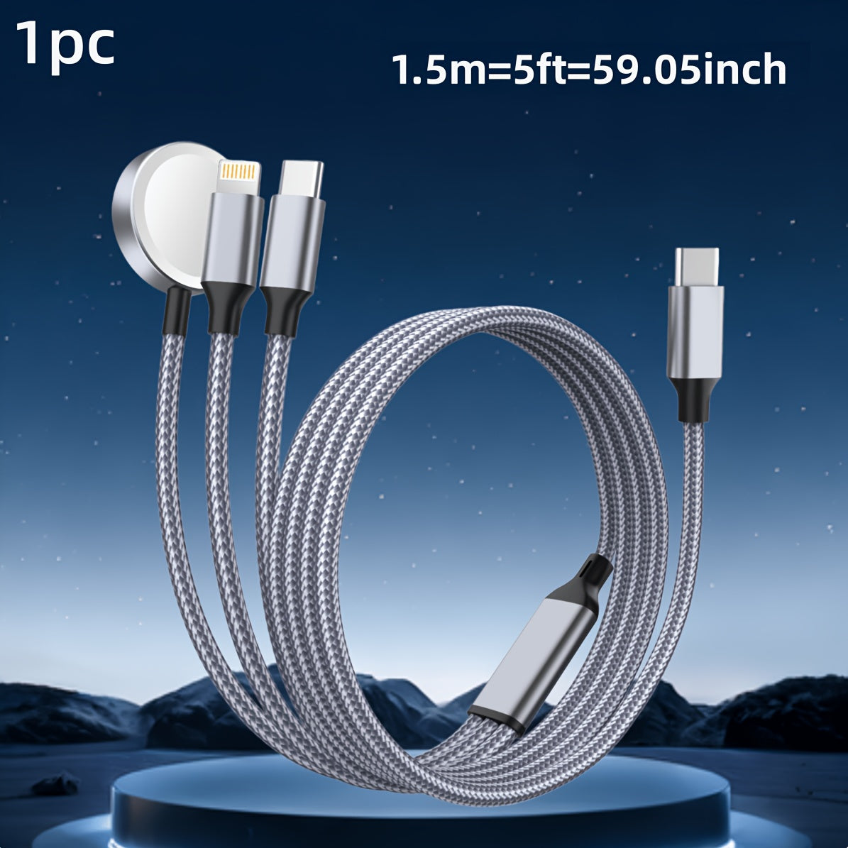 MPATIBY 3in 2 Multi Charging Cable for Apple Watch Charger Fast Charging, Portable USB A/C for iWatch &For iPhone Charger Compatible with iWatch Ultra/Series 10/9/8/7/6/SE2/5/4/3/2 & iPhone 17/16/15/14/Galaxy