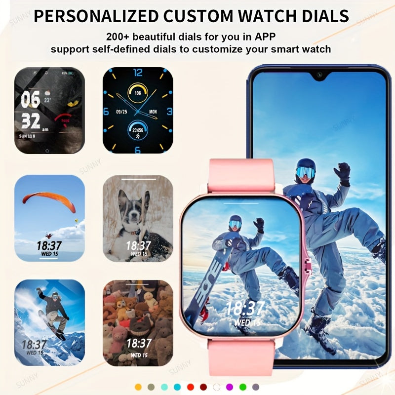 New Smartwatch -1.83in Full Touchscreen Smartwatch - Comes with A Free Strap, Android And iPhone Phone Answering, Message Notifications, Step And Calorie Tracking, Multiple Exercise Modes, Pedometer, Weather Reminder, Suitable for Both Men And Women
