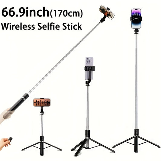 [Professional Selfie Stick] Professional 68 Inch Retractable Selfie Stick with Wireless Remote, 360° Rotation, Stable Anti-shake Design. Ideal for Travel Vlogs & Outdoor Live Streaming. Compatible with iPhone/Android Smartphones