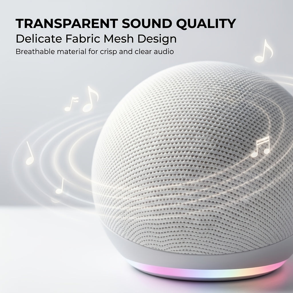 Spherical 5Th Gen Alexa Dot Smart Speaker with RGB LED Light, Wireless Subwoofer, TWS Connection, And Portable Base